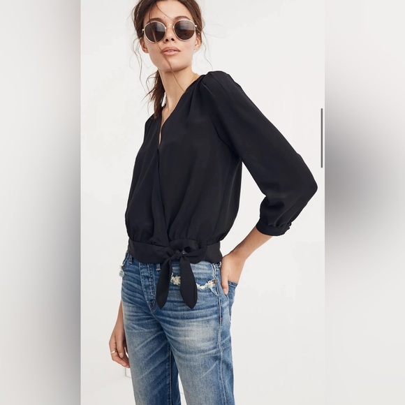 Madewell Tops - Madewell Black Silk Wrap Top NWT